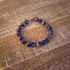 One of a Kind - cat eye/wooden snap on bracelet